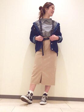 「AS KNOW AS PINKY（アズノゥアズピンキー）のアイテム（デニムジャケット）」を使った、kyanさん（レディース・165cm）の冬コーディネート