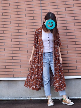 「夏秋ミックス」｜「アイテム（タンクトップ）」を使った、rateさん（レディース・163cm）の秋コーディネート