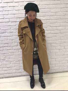 「ディーゼル」｜「アイテム（トレンチコート）」を使った、50107さん（レディース・155cm）の春コーディネート