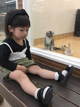 「アイテム（スカート）」を使った、ひーこさん（キッズ・100cm）の秋コーディネート