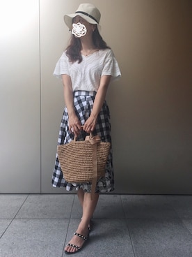 「CA4LA（カシラ）のアイテム（サンバイザー）」を使った、Rabbit🐰💤さん（レディース・161cm）の夏コーディネート