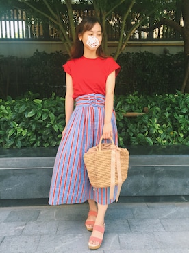 「STRAWBERRY-FIELDS（ストロベリーフィールズ）のアイテム（Tシャツ/カットソー）」を使った、Rabbit🐰💤さん（レディース・161cm）の夏コーディネート