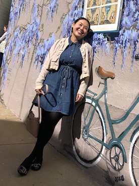 「Abercrombie&Fitch（アバークロンビーアンドフィッチ）のアイテム（シャツワンピース）」を使った、miw!さん（レディース・150cm）の冬コーディネート