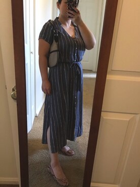 「Abercrombie&Fitch（アバークロンビーアンドフィッチ）のアイテム（シャツワンピース）」を使った、miw!さん（レディース・150cm）の夏コーディネート