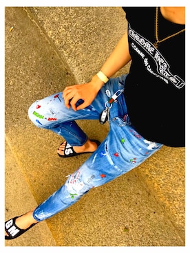 「MSGM（エムエスジーエム）のアイテム（サンダル）」を使った、たろさん（メンズ・177cm）の春コーディネート