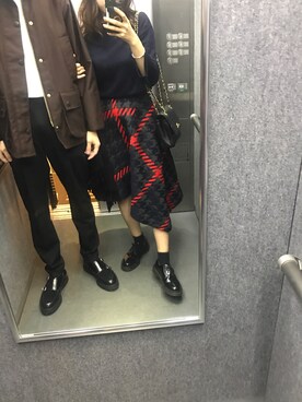 「Chesty（チェスティー）のアイテム（スカート、ブルー系）」を使った、メナリさん（レディース・154cm）の秋コーディネート