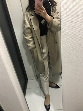 「ZARA（ザラ）のアイテム（チェスターコート、ベージュ系）」を使った、メナリさん（レディース・154cm）の春コーディネート