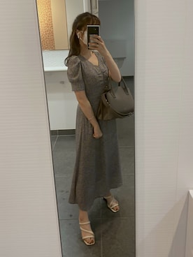 「SNIDEL（スナイデル）のバリエーションプリントワンピース（ワンピース、パープル系）」を使った、メナリさん（レディース・154cm）の春コーディネート