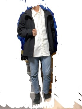 「ZOZO（ゾゾ）のスリムテーパードデニムパンツ［WOMEN］（デニムパンツ）」を使った、𝙷𝚊𝚛𝚒𝚗𝚎𝚣𝚞𝚖𝚒さん（メンズ・170cm）の冬コーディネート