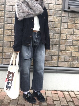 natsuさんの「カシミヤクルーネックセーター（長袖）」を使ったコーディネート