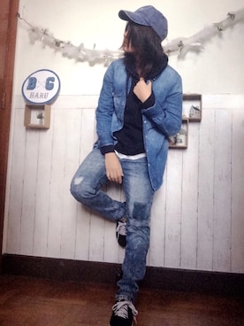 「stradivarius（ストラディバリウス）のアイテム（デニムジャケット）」を使った、BGHARUさん（レディース・165cm）の秋コーディネート
