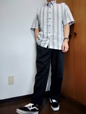 「ビッグシャツ」｜「アイテム（腕時計）」を使った、ぴろんちゅさん（メンズ・166cm）の夏コーディネート