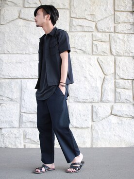 サンダルを使った 夏のブラックコーデ のメンズ人気ファッションコーディネート ユーザー その他ユーザー Wear