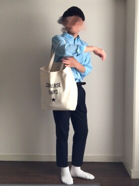 「CONVERSE TOKYO（コンバーストウキョウ）のアイテム（トートバッグ）」を使った、今飯食ってますさん（メンズ・175cm）の春コーディネート