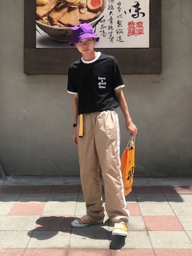 「FLOW（フロウ）のアイテム」を使った、wearKUOさん（メンズ・170cm）の夏コーディネート