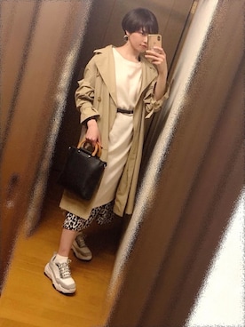 「w closet」｜「アイテム（トレンチコート）」を使った、人権さん（レディース・161cm）の春コーディネート