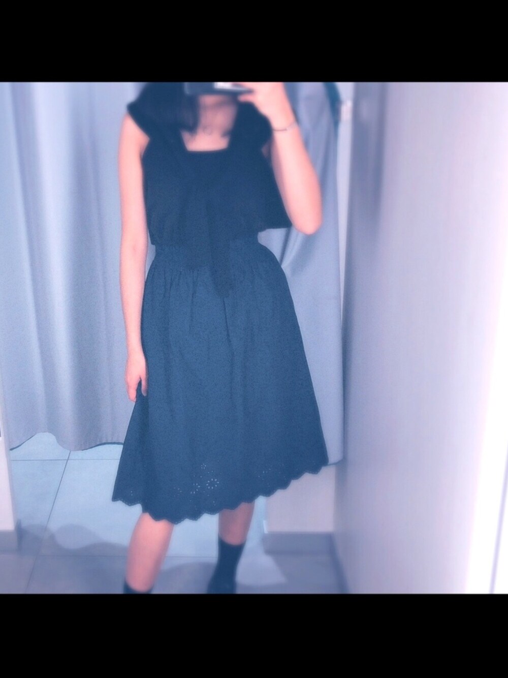 「UNIQLO」｜「UNIQLOのWOMEN レーススカート（スカート、ブルー系）」を使った、Phoebeeeeeeさん（レディース・165cm）の春コーディネートの1枚目の写真