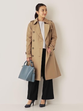 「green label relaxing（グリーンレーベルリラクシング）のアイテム（トレンチコート）」を使った、山口（yamaguchi）さん（レディース・156cm）の冬コーディネート