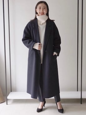 「一押しのアウタースタイル」｜「アイテム（チェスターコート）」を使った、山口（yamaguchi）さん（レディース・156cm）の冬コーディネート