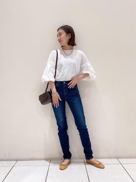 「green label relaxing（グリーンレーベルリラクシング）のFFC チェーン ショート ネックレス（ネックレス）」を使った、山口（yamaguchi）さん（レディース・156cm）の夏コーディネート