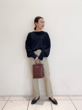「green label relaxing（グリーンレーベルリラクシング）のソデ コンシャス デザイン プルオーバー カットソー（Tシャツ/カットソー）」を使った、山口（yamaguchi）さん（レディース・156cm）の秋コーディネート