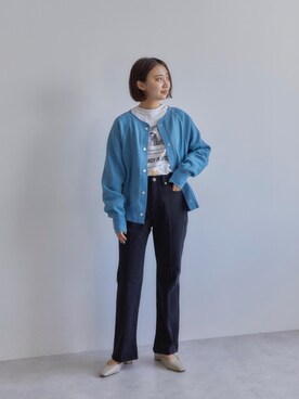 「green label relaxing（グリーンレーベルリラクシング）のレディ デニム  パンツ（デニムパンツ）」を使った、山口（yamaguchi）さん（レディース・156cm）の秋コーディネート