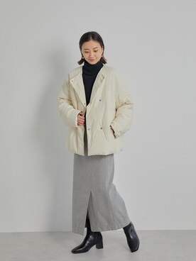 「Tシャツ/カットソー」｜「アイテム（ダウンジャケット/コート）」を使った、山口（yamaguchi）さん（レディース・156cm）の冬コーディネート