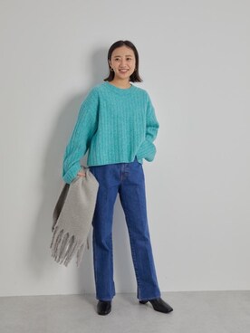 「green label relaxing（グリーンレーベルリラクシング）のレディ デニム  パンツ（デニムパンツ）」を使った、山口（yamaguchi）さん（レディース・156cm）の冬コーディネート