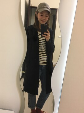 「PULL&BEAR（プルアンドベア）のアイテム（帽子）」を使った、Sunny Chenさん（レディース・157cm）の秋コーディネート
