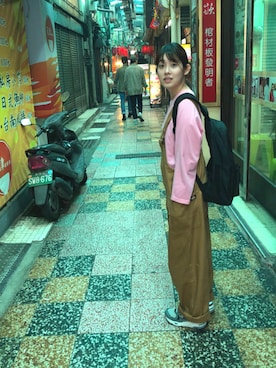 「stussy」｜「アイテム（サロペット/オーバーオール）」を使った、アンちゃんさん（レディース・158cm）の春コーディネート