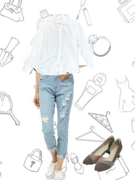 「VENCE（ヴァンス）のアイテム（パンツ）」を使った、柚子林檎さん（レディース・158cm）の春コーディネート