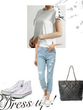 「VENCE（ヴァンス）のアイテム（パンツ）」を使った、柚子林檎さん（レディース・158cm）の春コーディネート