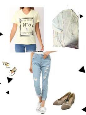 「VENCE（ヴァンス）のアイテム（パンツ）」を使った、柚子林檎さん（レディース・158cm）の春コーディネート