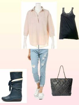 「VENCE（ヴァンス）のアイテム（パンツ）」を使った、柚子林檎さん（レディース・158cm）の春コーディネート