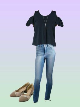 「CECIL McBEE（セシルマクビー）のアイテム（アンサンブル）」を使った、柚子林檎さん（レディース・158cm）の夏コーディネート