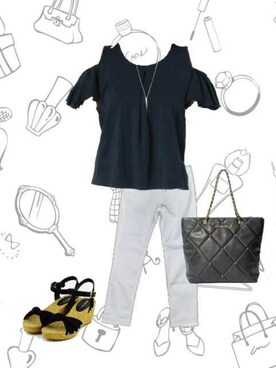 「CECIL McBEE（セシルマクビー）のアイテム（アンサンブル）」を使った、柚子林檎さん（レディース・158cm）の夏コーディネート
