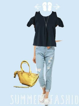 「CECIL McBEE（セシルマクビー）のアイテム（アンサンブル）」を使った、柚子林檎さん（レディース・158cm）の夏コーディネート