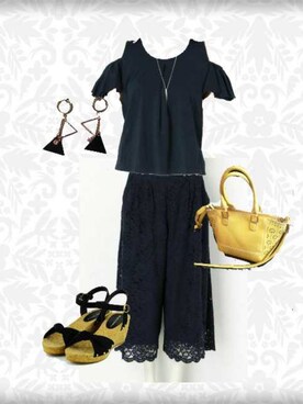 「CECIL McBEE（セシルマクビー）のアイテム（アンサンブル）」を使った、柚子林檎さん（レディース・158cm）の夏コーディネート