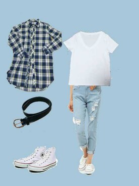 「VENCE（ヴァンス）のアイテム（パンツ）」を使った、柚子林檎さん（レディース・158cm）の夏コーディネート