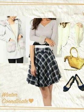 「bye bye（バイバイ）のアイテム（ジャケット/アウター）」を使った、柚子林檎さん（レディース・158cm）の冬コーディネート