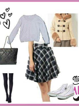 「CECIL McBEE（セシルマクビー）のアイテム（ダッフルコート）」を使った、柚子林檎さん（レディース・158cm）の冬コーディネート