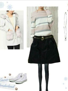 「bye bye（バイバイ）のアイテム（ジャケット/アウター）」を使った、柚子林檎さん（レディース・158cm）の冬コーディネート