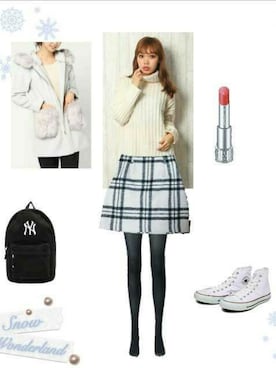 「bye bye（バイバイ）のアイテム（ジャケット/アウター）」を使った、柚子林檎さん（レディース・158cm）の冬コーディネート