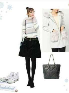 「bye bye（バイバイ）のアイテム（ジャケット/アウター）」を使った、柚子林檎さん（レディース・158cm）の冬コーディネート