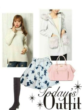 「bye bye（バイバイ）のアイテム（ジャケット/アウター）」を使った、柚子林檎さん（レディース・158cm）の冬コーディネート