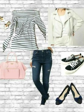 「bye bye（バイバイ）のアイテム（ジャケット/アウター）」を使った、柚子林檎さん（レディース・158cm）の春コーディネート