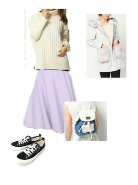 「bye bye（バイバイ）のアイテム（ジャケット/アウター）」を使った、柚子林檎さん（レディース・158cm）の冬コーディネート