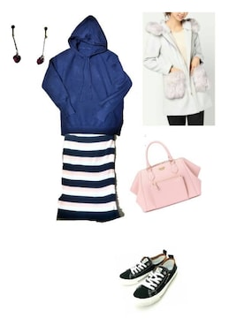 「bye bye（バイバイ）のアイテム（ジャケット/アウター）」を使った、柚子林檎さん（レディース・158cm）の冬コーディネート