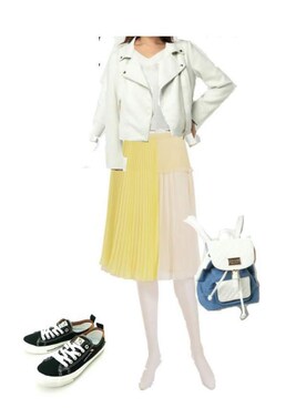 「bye bye（バイバイ）のアイテム（ジャケット/アウター）」を使った、柚子林檎さん（レディース・158cm）の春コーディネート