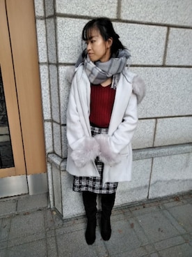「bye bye（バイバイ）のアイテム（ジャケット/アウター）」を使った、柚子林檎さん（レディース・158cm）の冬コーディネート